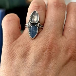 Blue Kynite and Moonstone Ring sz 5